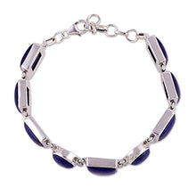 Load image into Gallery viewer, NOVICA Lapis Lazuli .925 Sterling Silver Link Bracelet, 6.75", Connected'
