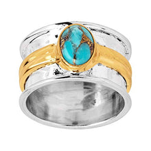 Load image into Gallery viewer, Silpada &#39;Baikal&#39; Compressed Copper Turquoise Ring in Sterling Silver &amp; Gold Plate
