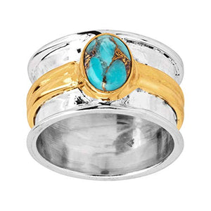 Silpada 'Baikal' Compressed Copper Turquoise Ring in Sterling Silver & Gold Plate