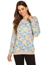 Load image into Gallery viewer, FINEJO Women's Long Sleeve Top Casual Floral Print Pullover Tops L
