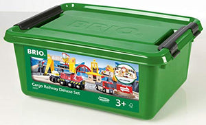 BRIO 33097 Cargo Railway Deluxe Set | 54 Piece Train Toy with Accessories and Wooden Tracks for Kids Age 3 and Up,Multi
