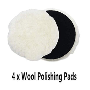 IPELY 6 Pcs 6 Inch Wool Polishing Buffing Pad Polishing Buffing Wheel for Drill Buffer Attachment with M14 Drill Adapter