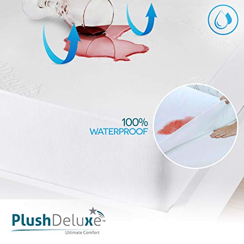 Load image into Gallery viewer, PlushDeluxe Premium Bamboo Mattress Protector – Waterproof, Hypoallergenic & Ultra Soft Breathable Bed Mattress Cover for Maximum Comfort & Protection - PVC, Phthalate (Queen Size)