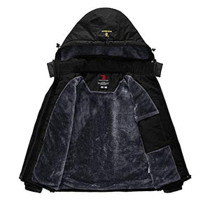 YSENTO Women's Fleece Ski Jacket Waterproof Windproof Mountain Raincoat Warm Snow Jacket Black Size M