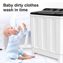 Load image into Gallery viewer, Compact Twin Tub Portable Mini Washing Machine 24lbs Capacity, Washer(16.5lbs)&amp;Spiner(7.5lbs)/Built-in Drain Pump/Semi-Automatic (White&amp;Black)
