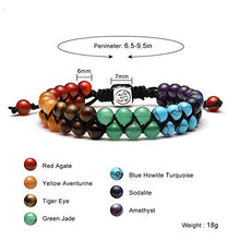 Load image into Gallery viewer, Top Plaza Bead Chakra Bracelet 7 Chakras Healing Crystals Bracelet Yoga Stone Beads Bracelets Meditation Relax Anxiety Bangle for Womens Mens
