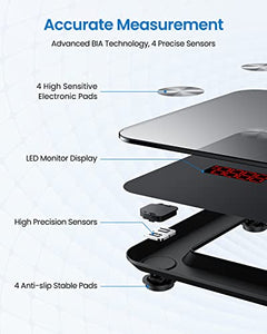 RENPHO Smart Bathroom Scale, Bluetooth Body Fat Monitor Weight Scale, Fit Tracker Digital BMI Key Composition Analyzer for Weight, Fat, Muscle Mass, 396lbs