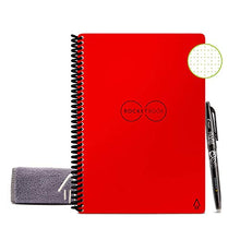 Load image into Gallery viewer, Rocketbook Smart Reusable Notebook - Dot-Grid Eco-Friendly Notebook with 1 Pilot Frixion Pen &amp; 1 Microfiber Cloth Included - Atomic Red Cover, Executive Size (6&quot; x 8.8&quot;)
