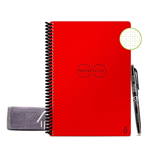 Rocketbook Smart Reusable Notebook - Dot-Grid Eco-Friendly Notebook with 1 Pilot Frixion Pen & 1 Microfiber Cloth Included - Atomic Red Cover, Executive Size (6