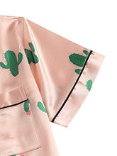 Load image into Gallery viewer, SweatyRocks Women's Short Sleeve Sleepwear Button Down Satin 2 Piece Pajama Set Pink Medium
