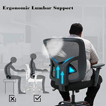 Load image into Gallery viewer, Big and Tall Office Chair 400lbs Desk Chair Mesh Computer Chair with Lumbar Support Wide Seat Adjust Arms Rolling Swivel High Back Task Executive Ergonomic Chair for Women Men,Black
