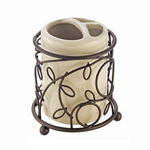 Load image into Gallery viewer, iDesign Twigz Ceramic Toothbrush Holder Stand for Bathroom, Vanity Countertops in Master, Guest, and Kids&#39; Bathrooms, 3.7&quot; x 3.7&quot; x 4.1&quot;, Vanilla and Bronze
