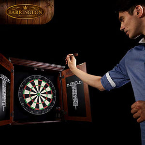 BARRINGTON BILLIARDS COMPANY Bristle Dartboard Cabinet Set: Professional Hanging Classic Sisal Dartboard with Self Healing Bristles and Accessories