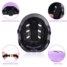 Load image into Gallery viewer, Kids Bike Helmet, GIEMIT Adjustable Skateboard Helmet for Boys Girls Youth Ages 8-12 with Knee Pads Elbow Pads Wrist Guard Protective Gear Set for Roller Skating, Cycling, Scooter (Purple, Medium)
