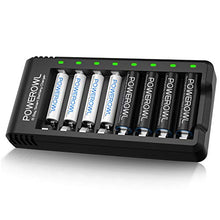 Load image into Gallery viewer, POWEROWL High Capacity Rechargeable AA and AAA Batteries with Battery Charger (USB Fast Charging, Independent Slot), NiMh 4 PCS AA 2800mAh &amp; 4 PCS AAA 1000mAh
