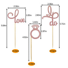 Load image into Gallery viewer, 36 PCS Diamond Ring Love I Do Cupcake Toppers for Bridal Shower Hen Party Wedding Engagement (Rose Gold)
