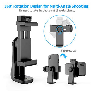 Universal Phone Tripod Mount Adapter + 1/4" Screw + Cell Phone Bracket Clamp, Rotatable Vertical and Horizontal Smartphone Holder Stand Clip for iPhone X XS XR 11 Pro, Samsung S10 S9+, and All Phones