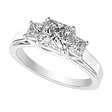 Load image into Gallery viewer, 1 Carat 3 Three Stone Princess Diamond Engagement Ring 14K White Gold I-J Color I1-I2 Clarity
