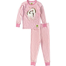 Load image into Gallery viewer, John Deere Baby Girls' Pajama Set, Polka Dot Soft Pink, 3T
