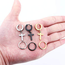 Load image into Gallery viewer, Udalyn 6 Pairs of Cross Earrings Dangle Hinged Earrings for Men and Women Wearing Stainless Steel Cross Hoop Earrings and Stud Earrings
