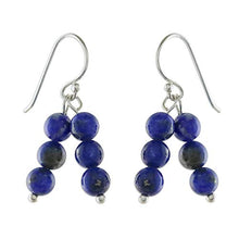 Load image into Gallery viewer, NOVICA Lapis Lazuli .925 Sterling Silver Beaded Earrings, Midnight Mood'
