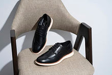 Load image into Gallery viewer, Jousen Men's Black Dress Shoes Brogue Lace Up Casual Dress Shoes for Men Wingtip Oxfords Shoes (AMY734 Black 10.5)
