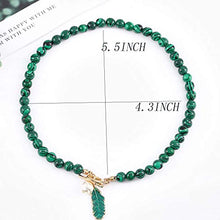 Load image into Gallery viewer, Vivilly Boho Rhinestones Pearl Necklaces Gold Leaf Malachite Drop Pendant Chain Bohemian Fashion Necklace Jewerly for Women and Girls
