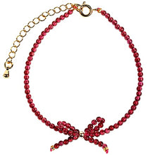 Load image into Gallery viewer, Jewever Genuine Red Garnet Birthstone Bracelet for Women Crystals and Healing Stones Gemstone Handmade Bowknot Cute Jewelry Gifts for Her
