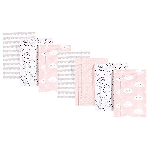 Hudson Baby Unisex Baby Cotton Flannel Burp Cloths, Pink Clouds, One Size