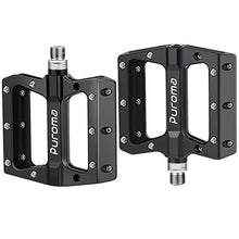 Load image into Gallery viewer, Puroma Mountain Bike Pedal Nylon Fiber Non-Slip 9/16 Inch Bicycle Platform Flat Pedals for Road Mountain BMX MTB Bike (Black)
