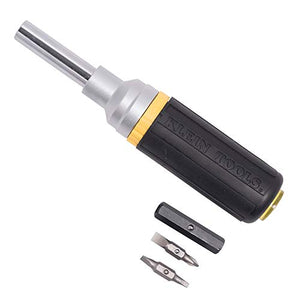 Ratcheting Screwdriver & Nut Driver, Multi-Bit, Cushion Grip Handle Klein Tools 32558, Yellow/Black