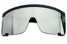 Load image into Gallery viewer, SunglassUP Oversized 150mm Super Shield Mirrored Lens Sunglasses Retro Flat Top Matte Black Frame (Matte Black Frame | Silver)

