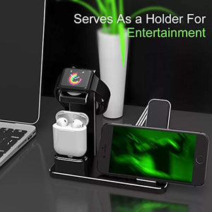 Wireless Charger iPhone 11, Airpods Charger Dock, 3 in 1 Phone Aluminum Alloy Charging Stand Compatible Apple Watch/iPhone X/8 Plus/8/7 Plus
