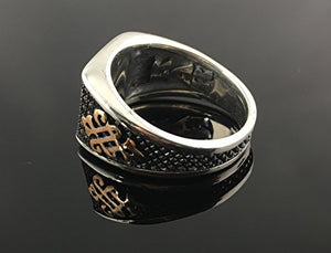 KAR 925K Stamped Sterling Silver Black Onyx w/ 36 Cubic Zircone Stone Men's Ring K7A (8)