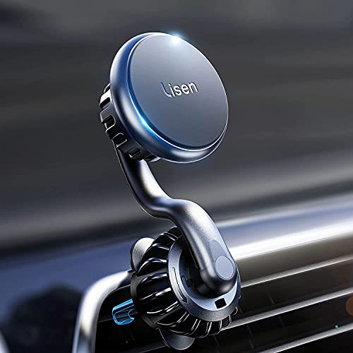 LISEN Magnetic Phone Holder for Car,[Upgraded Clip] Car Phone Holder Mount [360° Unobstructed] Magnet Cell Phone Mount [8X Magnetic] Vent iPhone Car Mount Compatible with All Smartphones & Tablets