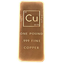 Load image into Gallery viewer, 1 Pound .999 Pure Copper Bar Bullion with Element Design - Unique Metals
