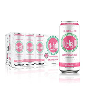 Hiball Energy Seltzer Water, Caffeinated Sparkling Water Made with Organic Caffeine, Zero Calorie, Sugar Free (16 Fl Oz Pack of 8), Watermelon