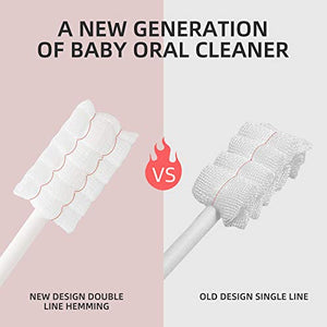 [50-Pack] Dear Bear Baby Oral Cleaner, Newborn Baby Tongue Cleaner with Paper Handle, Infant Toothbrush, Disposable Soft Gauze Baby Toothbrush for 0-36 Months Baby