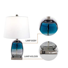 Load image into Gallery viewer, Maxax Glass Table Lamps Set of 2, Blue Glass Bedside Lamps with USB Port, 3-Way Dimmable Nightstand Lamps for Living Room Bedroom (ETL Certified)
