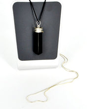 Load image into Gallery viewer, Raw Black Tourmaline Crystal Healing Pendant Necklace –Protection Negative Energy Cleanser Natural Stress Aid Soothe Mind Emotions - Authentic Stone on Silver Plated 18&quot; Chain Chakra Healing Charm
