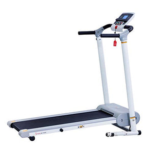 Sunny Health & Fitness SF-T7610 Electric Walking Folding Treadmill with LCD Display and Tablet Holder, 220 LB Max Weight, White
