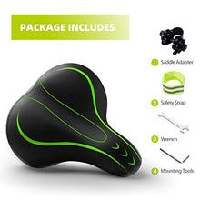 Load image into Gallery viewer, Roguoo Bike Seat, Most Comfortable Bicycle Seat Memory Foam Waterproof Bicycle Saddle - Dual Shock Absorbing - Best Stock Bicycle Seat Replacement for Mountain Bikes, Road Bikes Green
