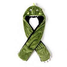 Load image into Gallery viewer, accsa Kid Girl 3-in-1 Hoodie Hat with Long Paw Scarf Mitten Combo Green 6-14Y
