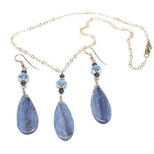 Load image into Gallery viewer, Ice Blue Kyanite Flat Teardrop Earrings Sterling Silver or Gold-Filled
