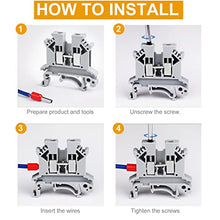 Load image into Gallery viewer, Erayco UK2.5N-GR DIN Rail Terminal Block, Screw Clamp, 600V 20A 24-12AWG, Pack of 100
