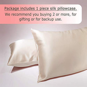 Ravmix 100% Pure Natural Mulberry Silk Pillowcase for Hair and Skin King Size, 21 Momme 600TC Hypoallergenic Both Sides Soft Breathable with Hidden Zipper, 20×36 inches, 1PCS, Beige