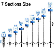 Load image into Gallery viewer, Selfie Stick, 40 inch Extendable Selfie Stick Tripod,Phone Tripod with Wireless Remote Shutter Compatible with iPhone 12 11 pro Xs Max Xr X 8Plus 7, Android, Samsung Galaxy S20 S10,Gopro and More
