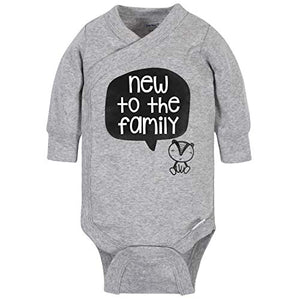 Grow by Gerber Baby Boy's Organic 3-Piece Onesies Bodysuit, Footed Pant, and Cap Set Pants, Grey/Black/White, Newborn