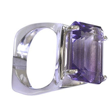 Load image into Gallery viewer, 55Carat Natural Amethyst Ring for Men Sterling Silver February Birthstone Rectangle Prong Size 5,6,7,8,9,10,11,12
