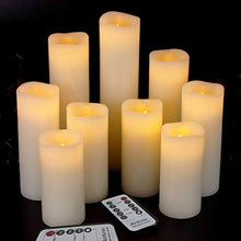 Load image into Gallery viewer, Antizer Flameless Candles Led Candles Pack of 9 (H 4&quot; 5&quot; 6&quot; 7&quot; 8&quot; 9&quot; x D 2.2&quot;) Ivory Real Wax Battery Candles with Remote Timer
